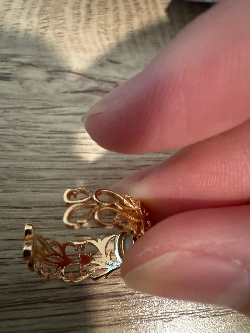 Gold Filigree Opal Ring - Elegant Women's Rings S925 silver plated gold 4pc - Picture 5 of 7